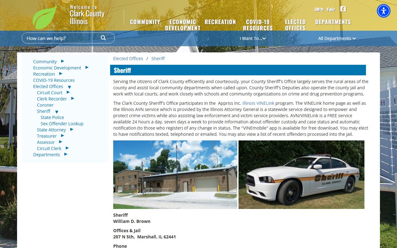 Clark County Sheriff's Office website for booking release inquiries