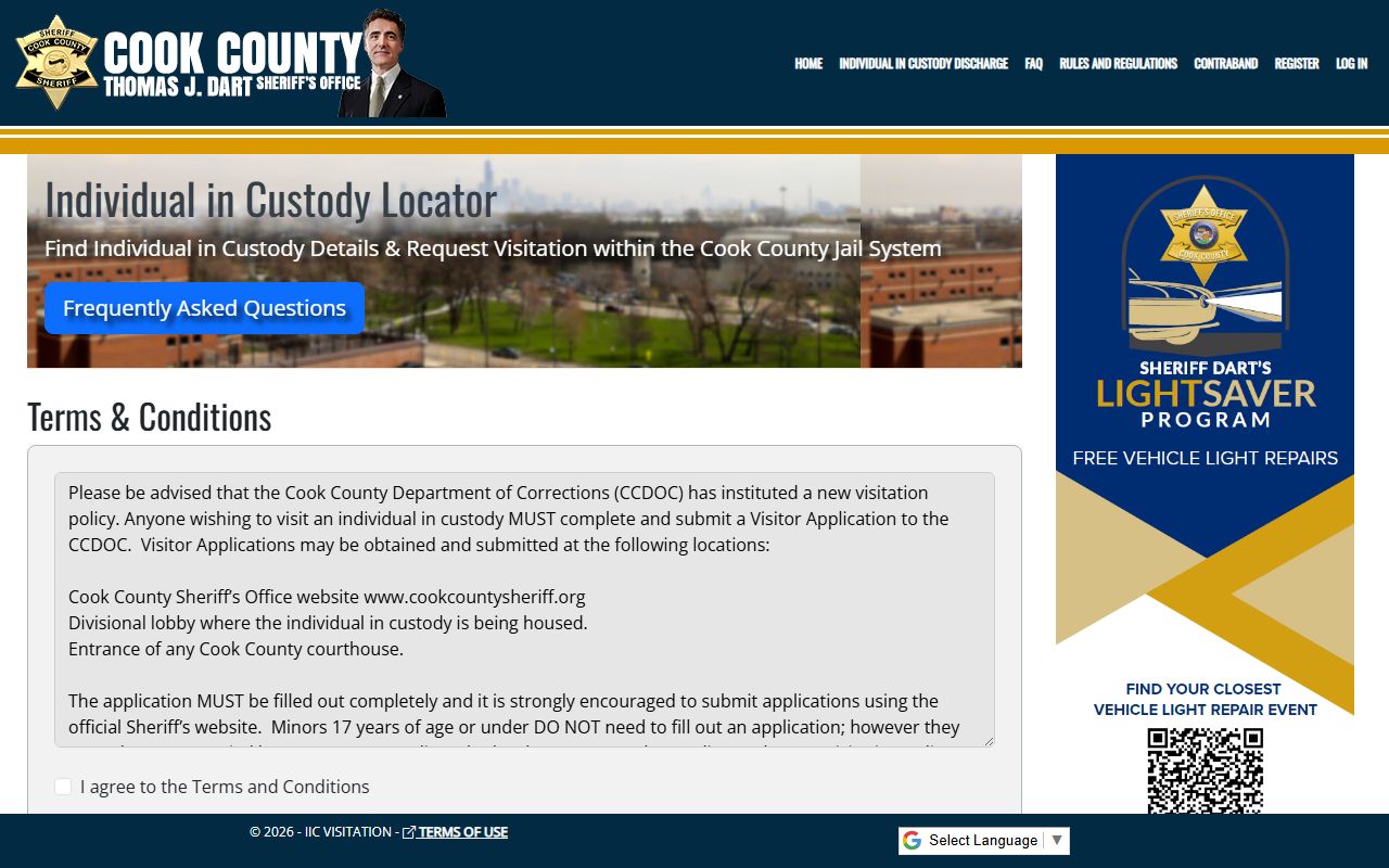 Cook County Sheriff Individual in Custody Locator for booking release searches