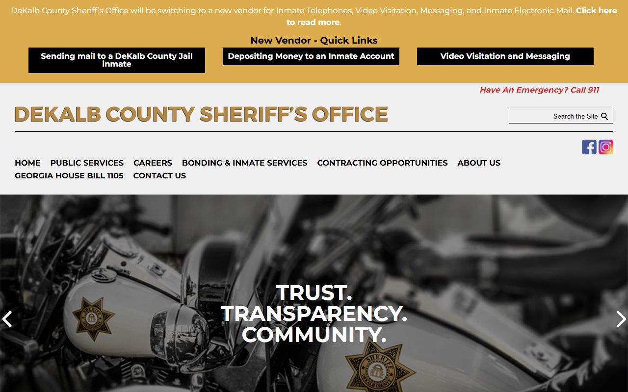 DeKalb County Sheriff's Office website for booking releases