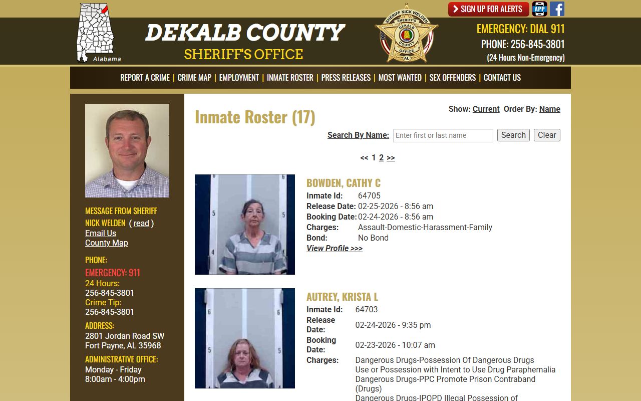 DeKalb County released inmate roster for booking releases