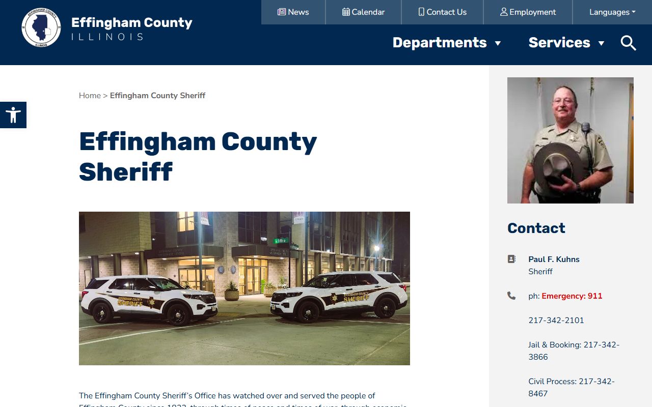 Effingham County Sheriff's Office website for booking release information