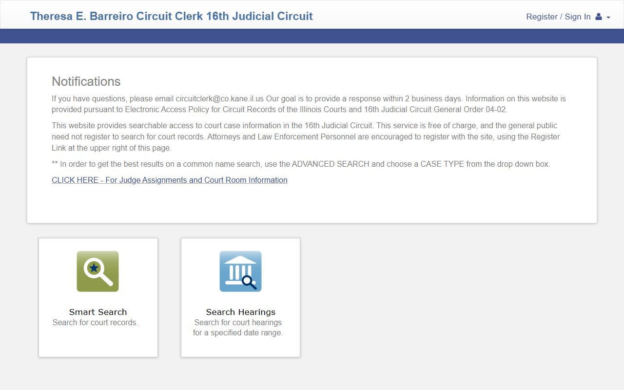 Kane County Circuit Court online records portal