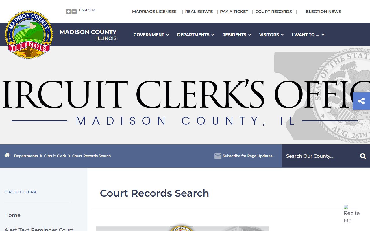 Madison County Circuit Clerk court records search for booking releases