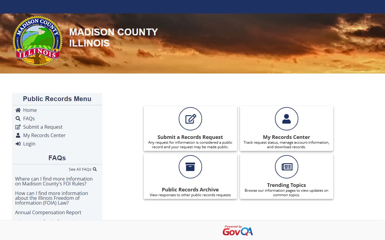 Madison County FOIA request portal for booking releases records