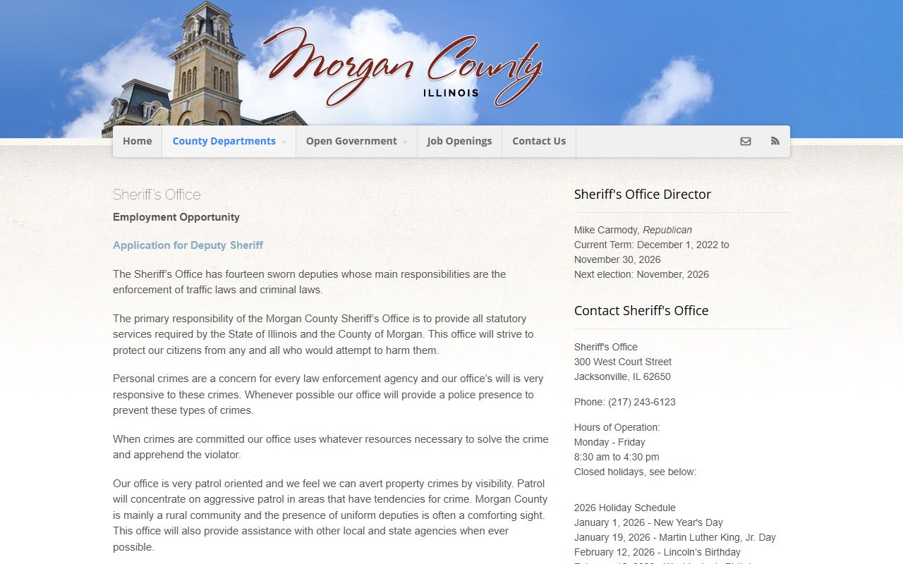 Morgan County Sheriff's Office website for booking release records