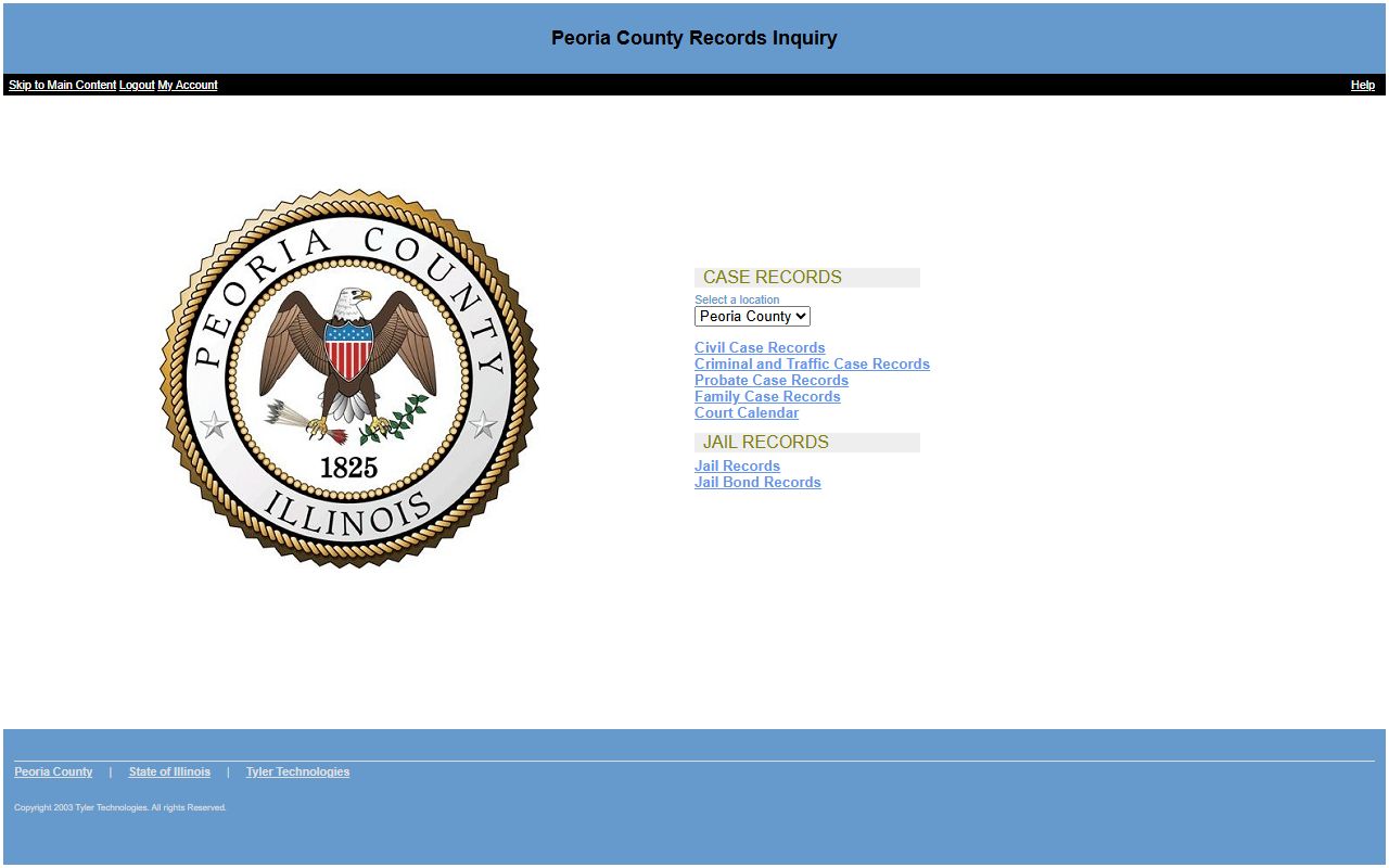 Peoria County Jailing Records page for past booking releases