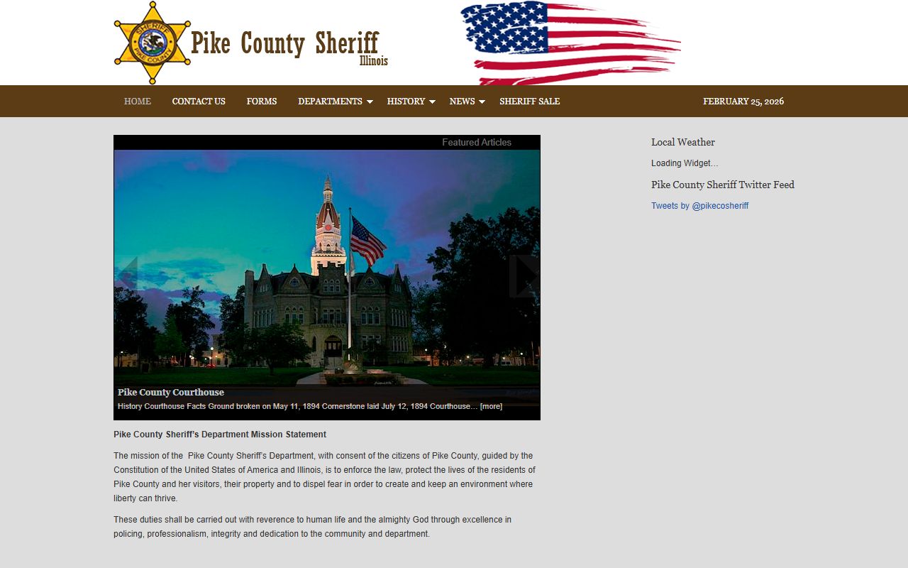 Pike County Sheriff's Department website for booking release searches