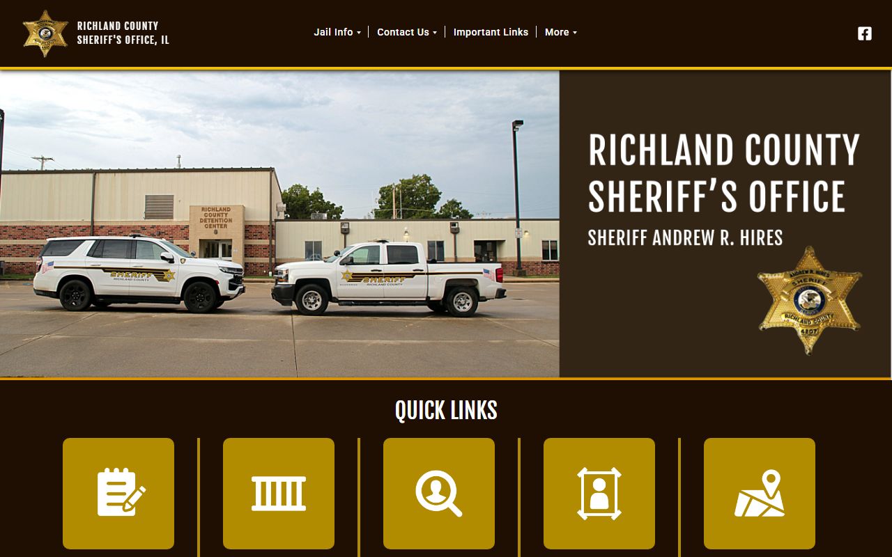 Richland County Sheriff's Office website for booking release searches