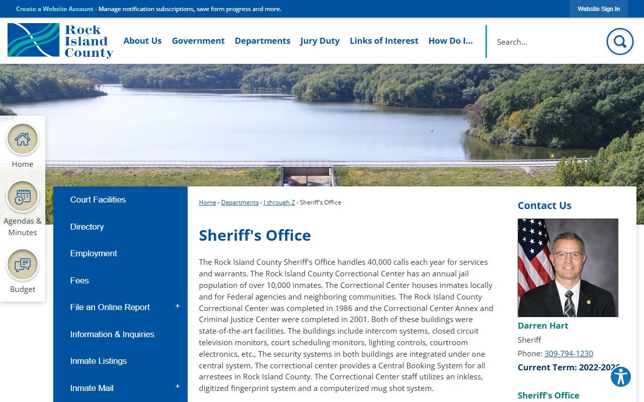 Rock Island County Sheriff's Office website for booking releases