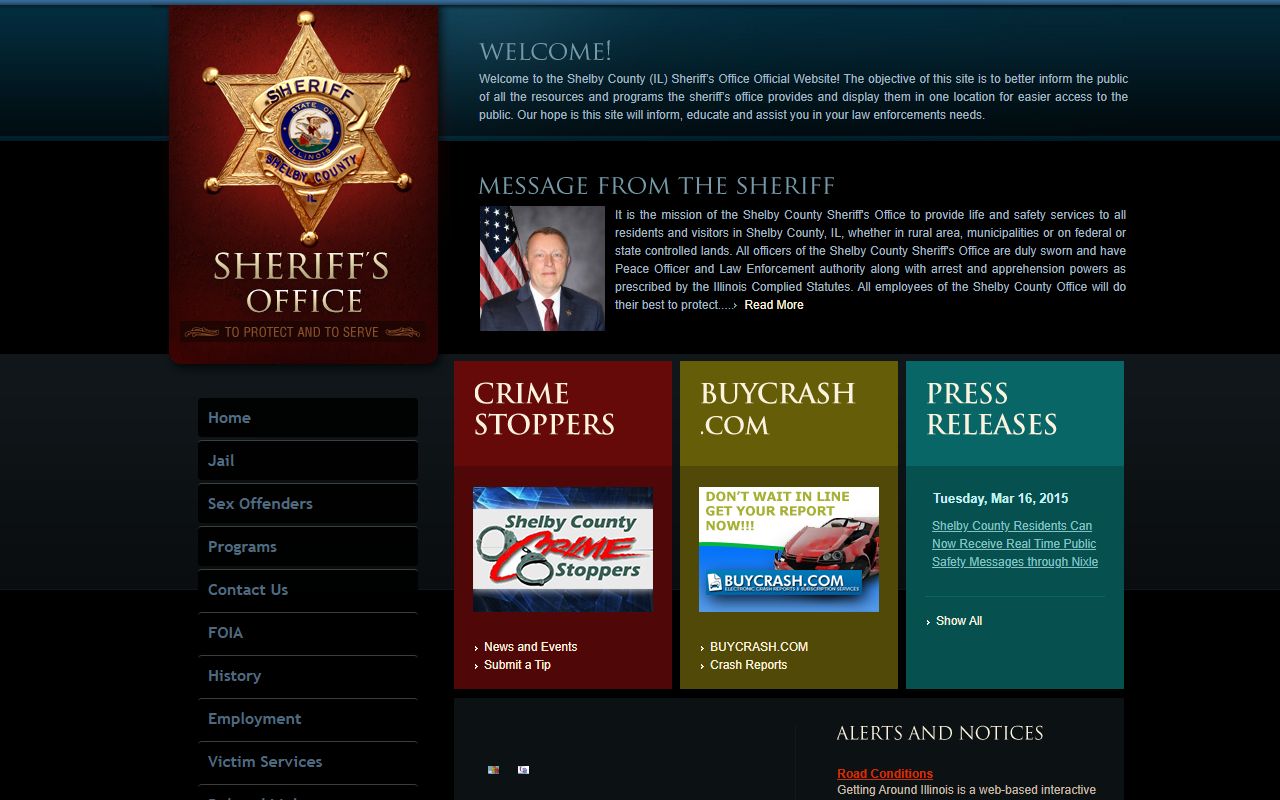 Shelby County Sheriff website for booking release records