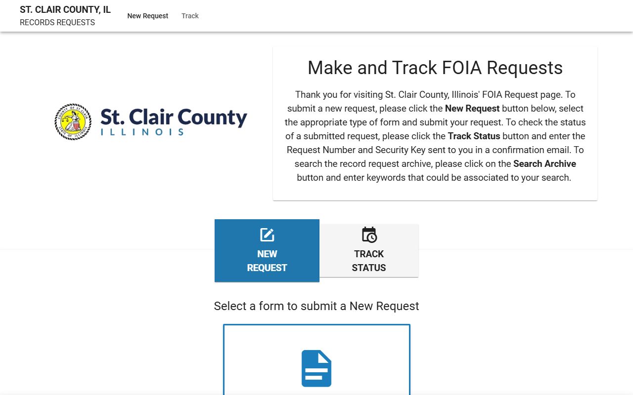 St. Clair County FOIA portal for submitting booking release records requests