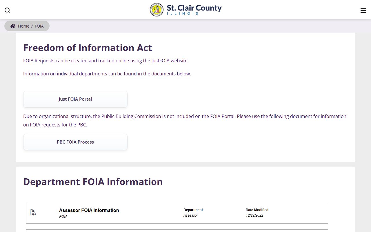 St. Clair County general FOIA information page