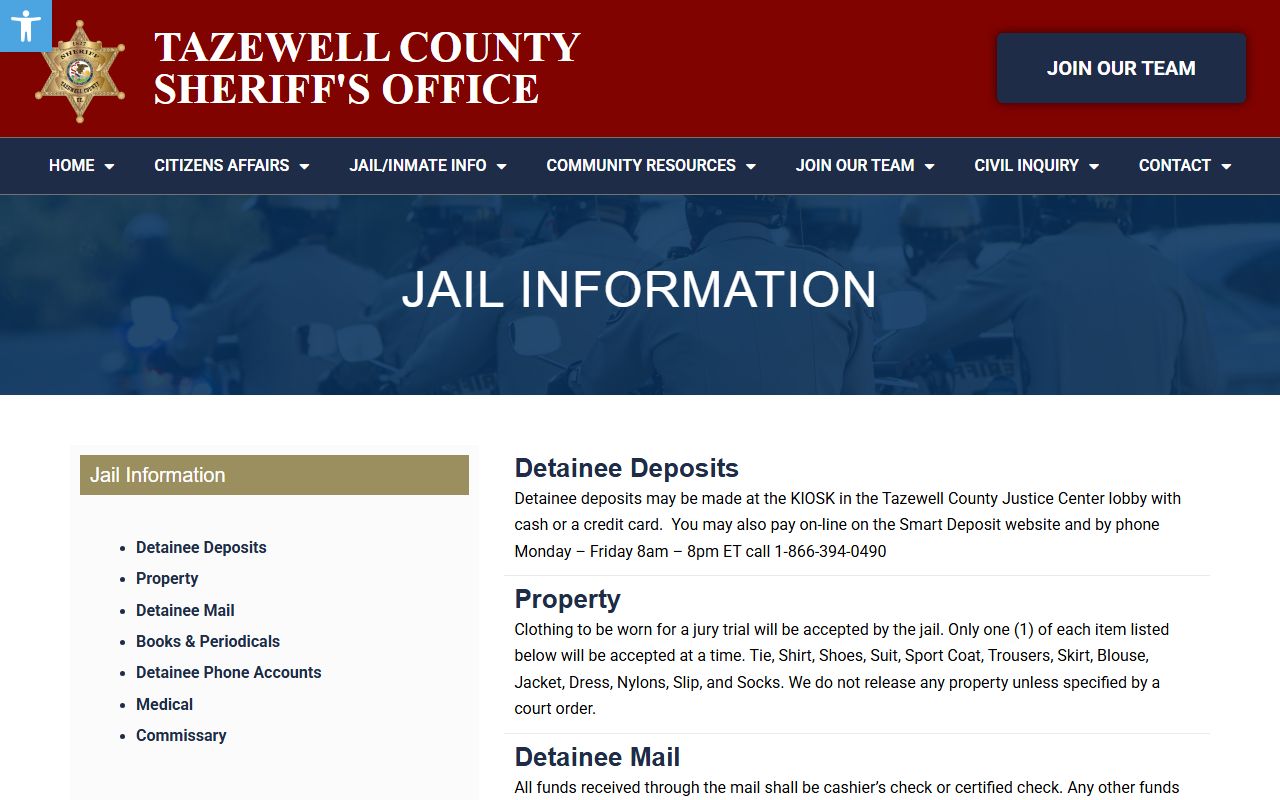 Tazewell County inmate search tool for booking releases
