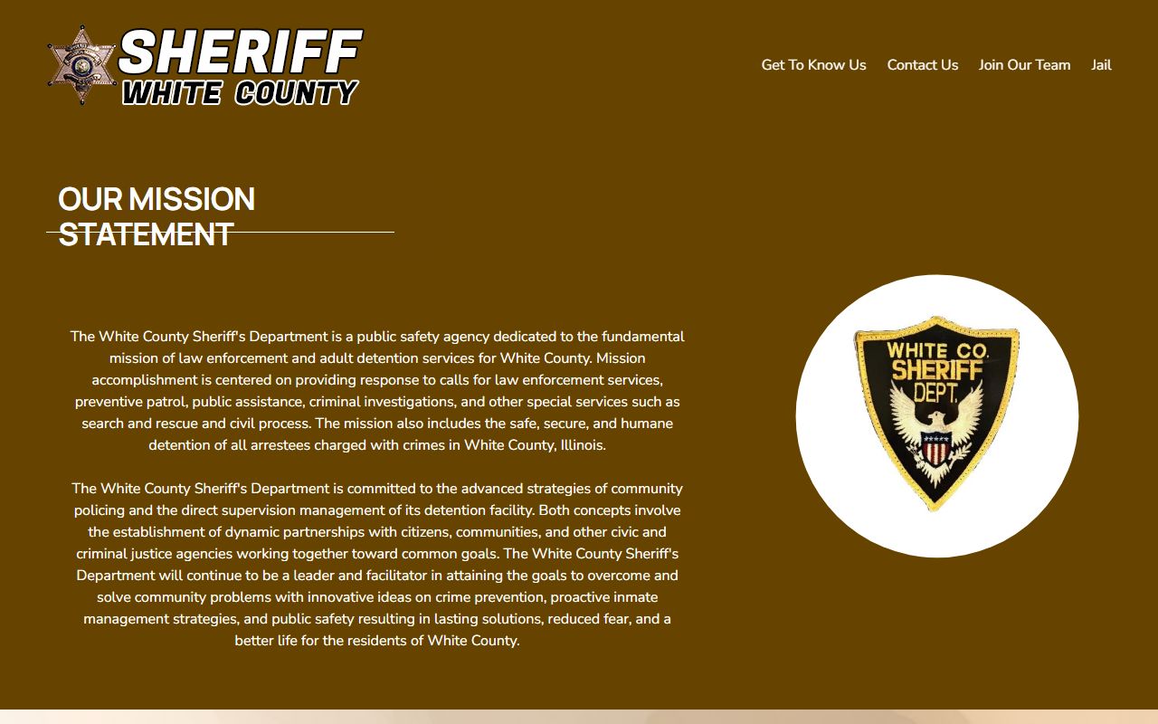 White County Sheriff's Office website with contact information for booking release requests