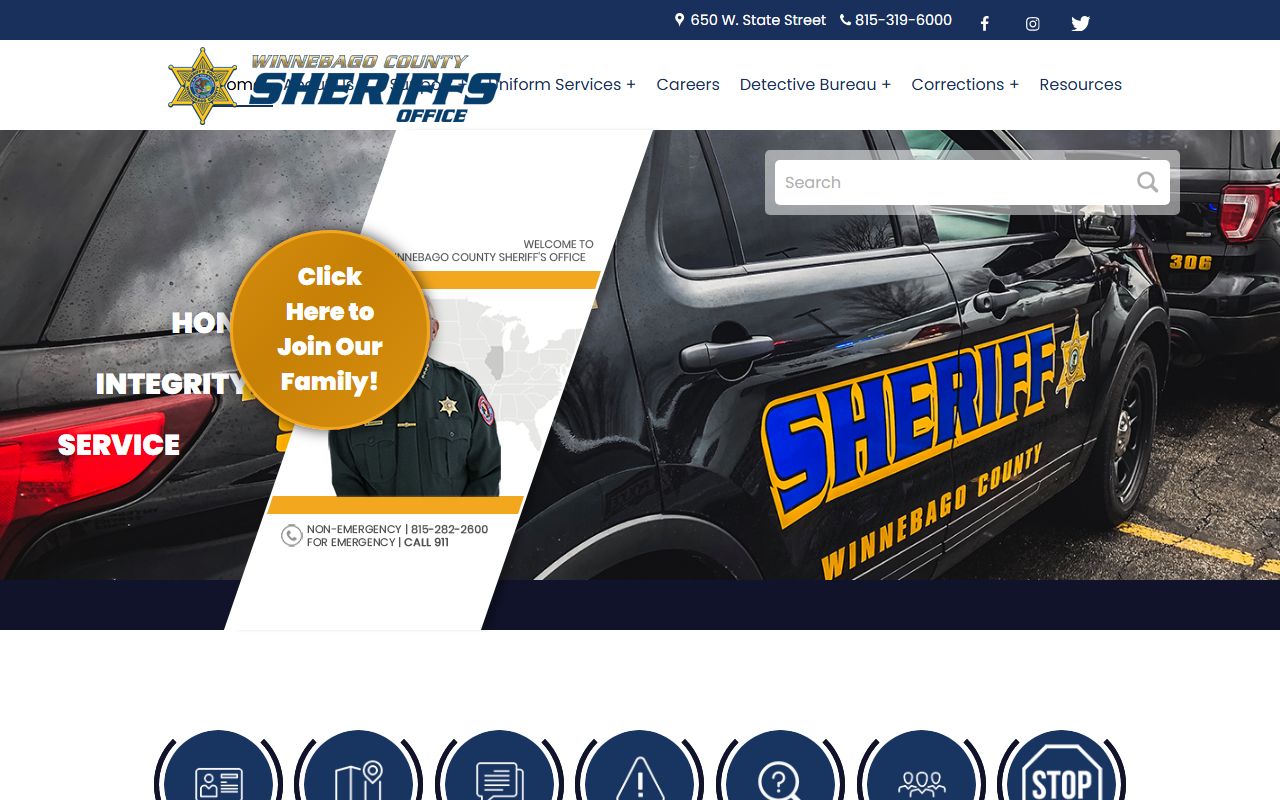 Winnebago County Sheriff Office website for Rockford booking release searches