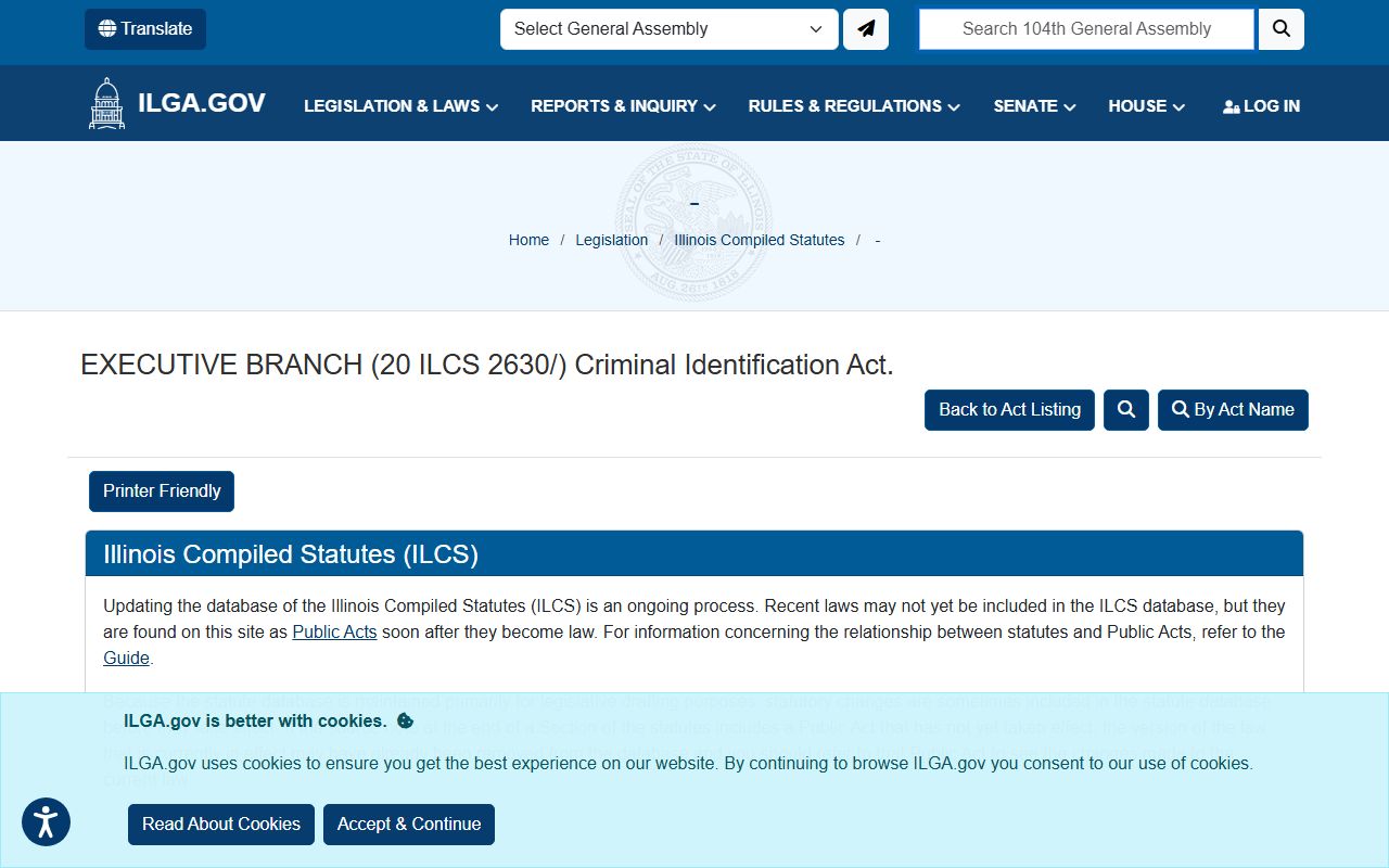 Illinois Criminal Identification Act 20 ILCS 2630 booking releases